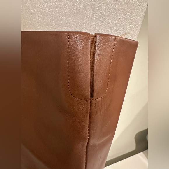 Nine West Tan Tall Leather UpperTextile Lining  Wedge Wide Calf Boots  Sz 7.5 - Picture 9 of 13